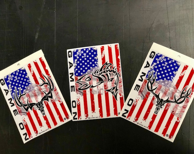 American flag GAME ON 6" decal