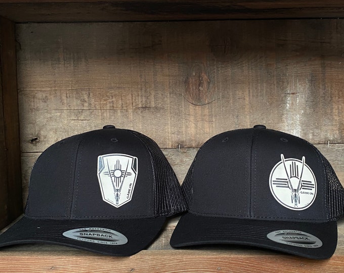 Game On Oryx black and white (snap back hat) two designs to choose from-