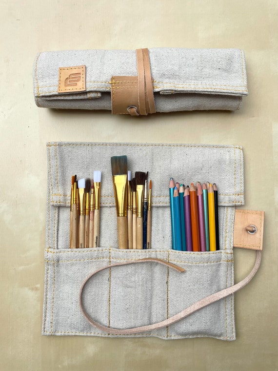 roll up pencil case leather brush roll artist roll up case artist travel  roll up