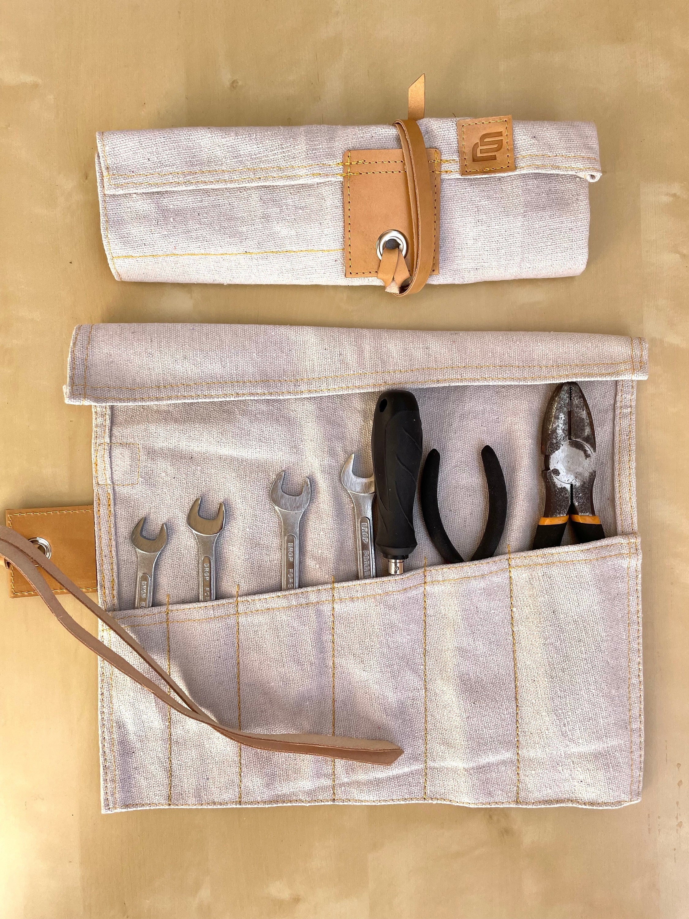 Leather and Canvas Tool Roll Organizer 6 Pocket Tool Roll Etsy