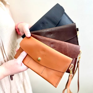 Cartera de cuero para mujer/Monedero de pulsera/Hecho a mano/Monedero de cuero/Tarjetero/Cartera personalizada/Regalo de Navidad y para mamá