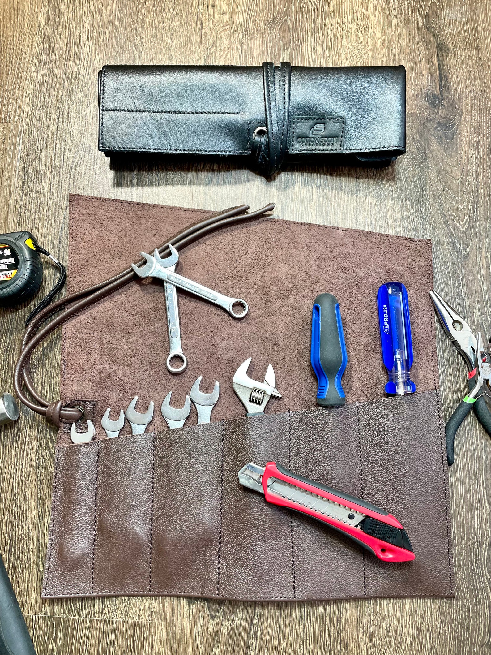 Leather Tool Roll Organizer 6 Pocket Tool Roll Storage Roll Etsy