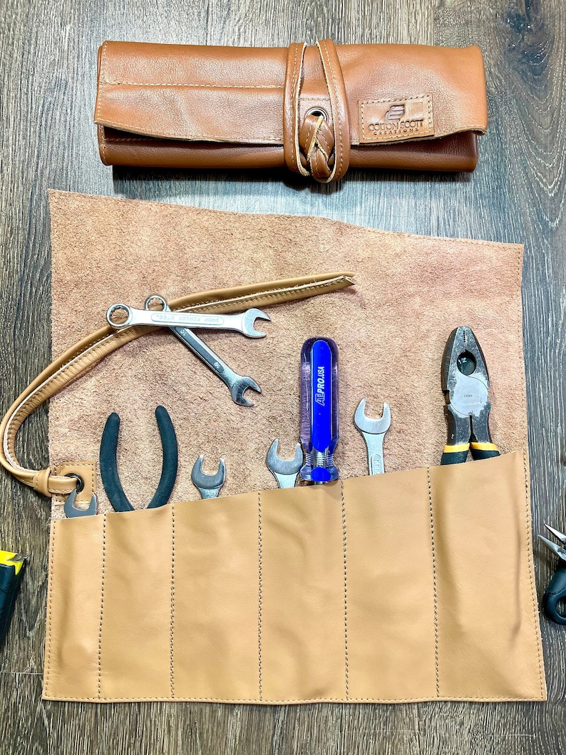 Leather Tool Roll Organizer 6 Pocket Tool Roll Storage Roll Etsy