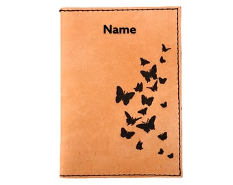 Personalized Birds & Butterflies Genuine Leather Passport Cover Personalized Birds & Butterflies Genuine Leather Passport Cover