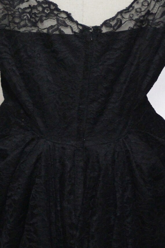 Vintage 1950's Black Lace Retro Evening Dress by … - image 8