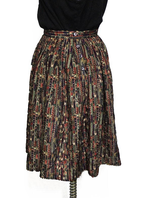 Vintage 1980s Pleated Tribal Stripe Print Skirt J… - image 6