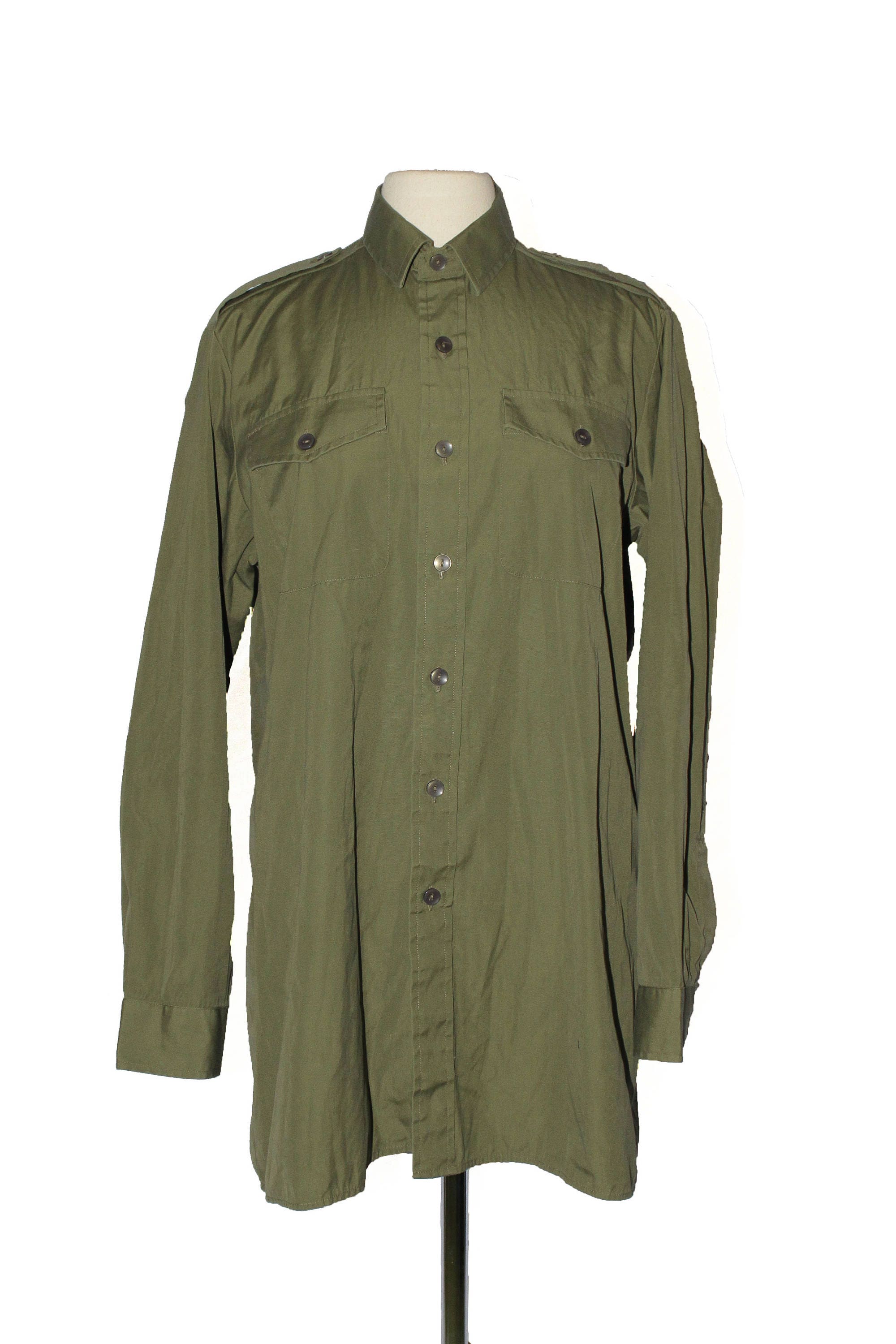 Vintage Military Button up Mens Unisex Shirts in Olive 3 Etsy