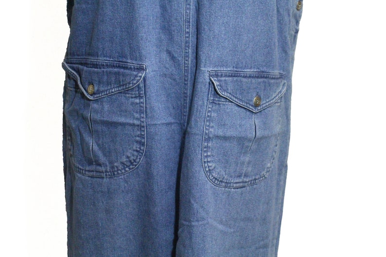 Vintage 90s Denim Patch Pocket Large Sleevelss Maxi Dress