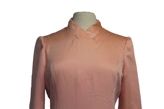 Vintage Peach Formal Long Sleeve Collar Dress - image 2