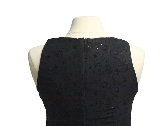 Vintage 90s Y2K Sleeveless Black Sparkly Velvet F… - image 4