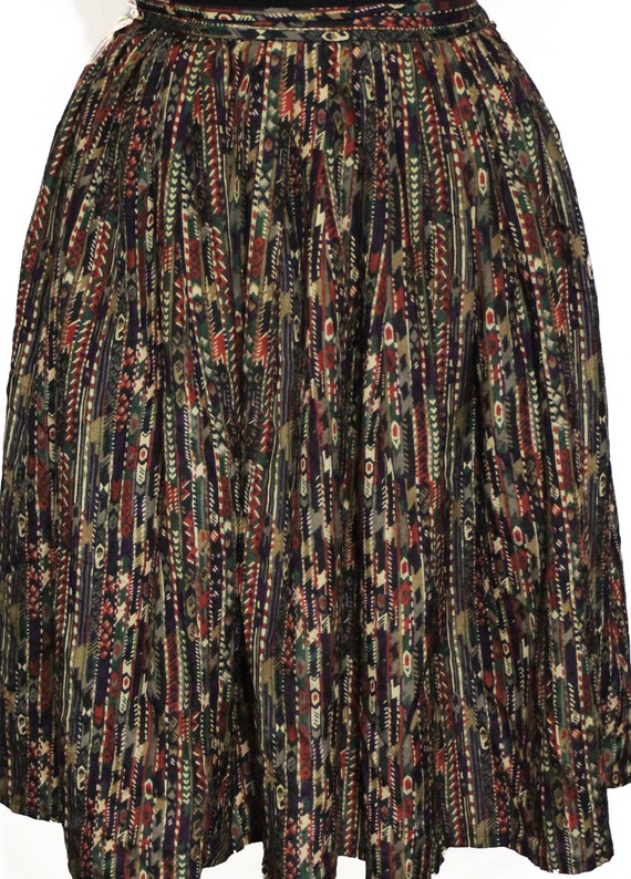 Vintage 1980s Pleated Tribal Stripe Print Skirt J… - image 3