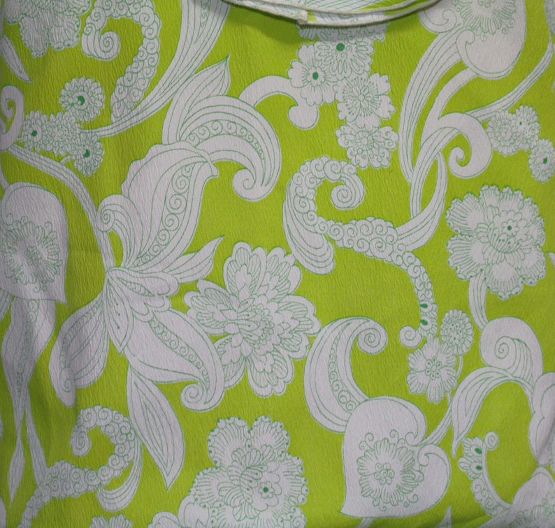 Vintage Retro 60s Style Neon Floral Two Piece Blouse and Skirt Set