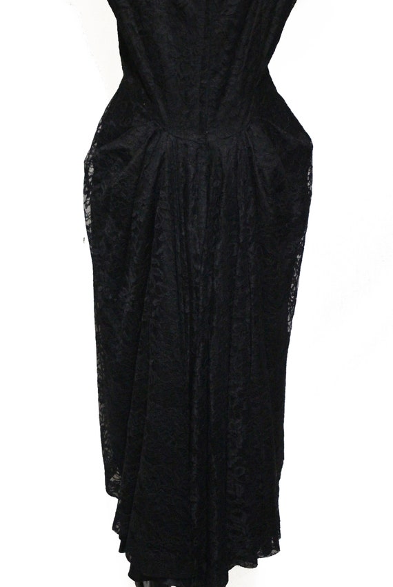 Vintage 1950's Black Lace Retro Evening Dress by … - image 9
