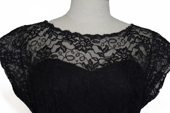 Vintage 1950's Black Lace Retro Evening Dress by … - image 3