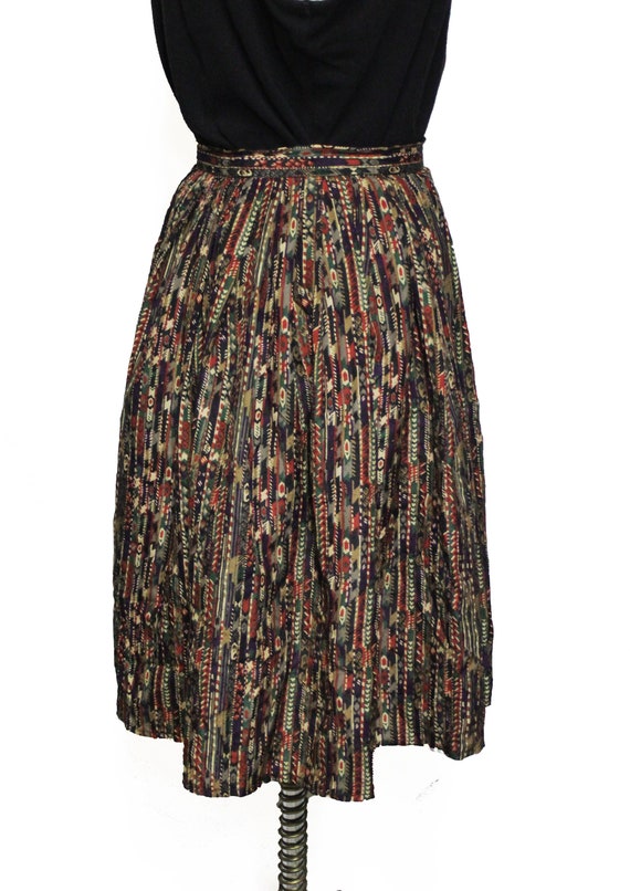 Vintage 1980s Pleated Tribal Stripe Print Skirt J… - image 8