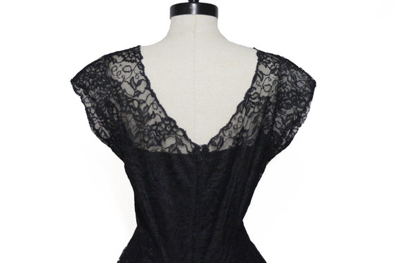 Vintage 1950's Black Lace Retro Evening Dress by … - image 7