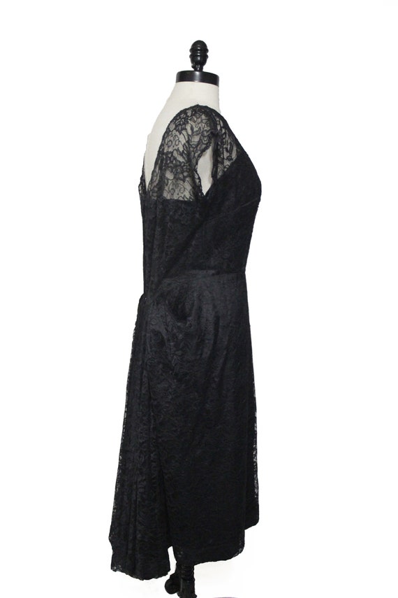 Vintage 1950's Black Lace Retro Evening Dress by … - image 5