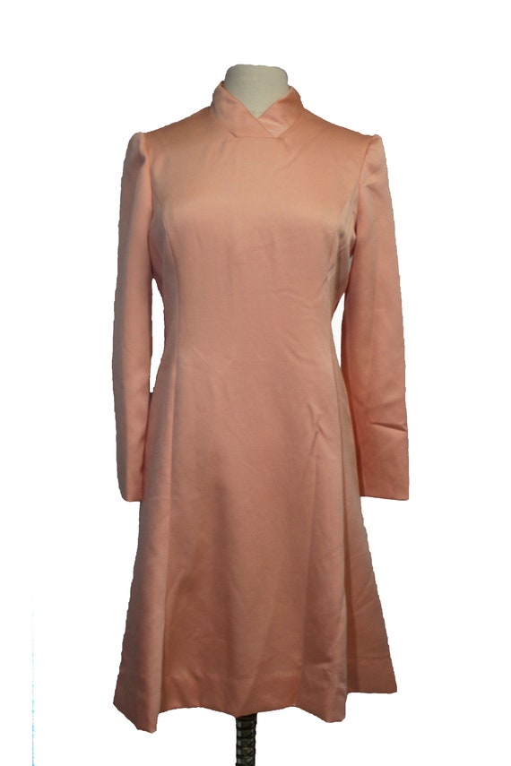 Vintage Peach Formal Long Sleeve Collar Dress - image 1
