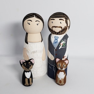 Custom Wedding cake topper,cake topper, pets, bride and groom, bride and bride, groom and groom, pet cake topper, wooden cake topper image 1