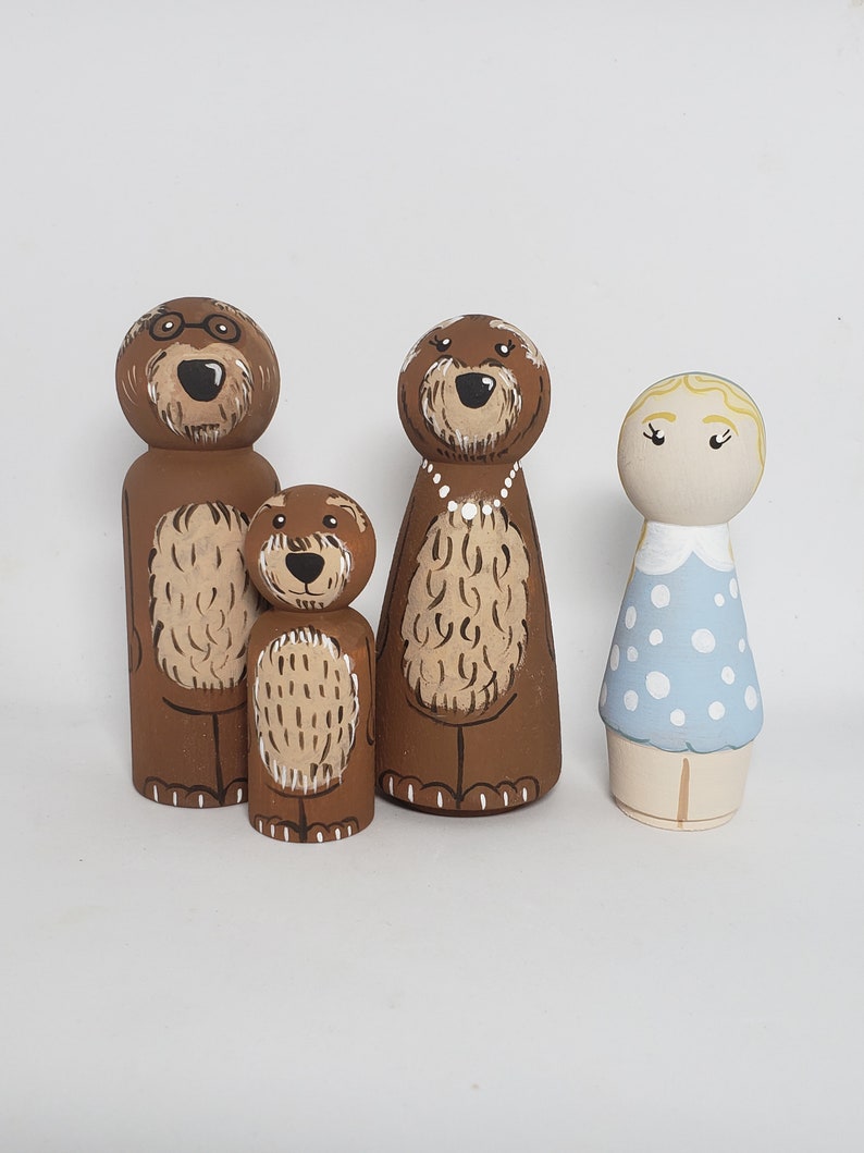 Goldilocks and the Three Bears Peg Dolls Fairy Tale Dolls Etsy