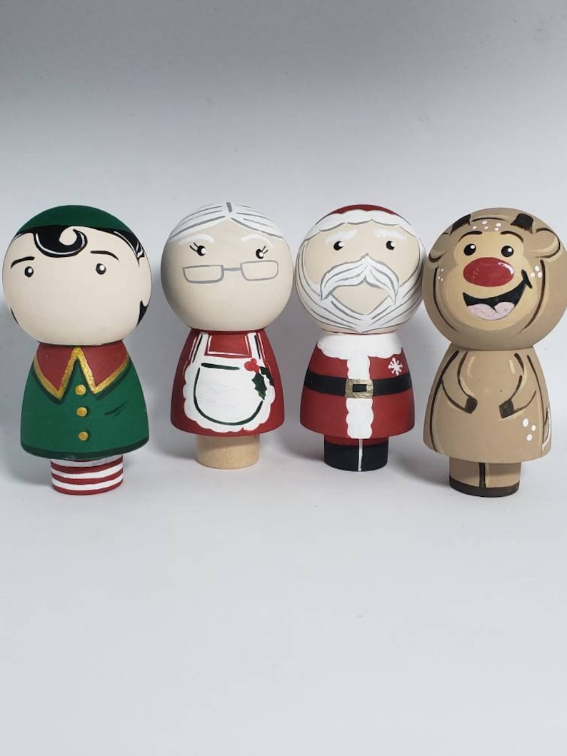 Christmas peg dolls xmas peg dolls santa reindeer mrs. image 0
