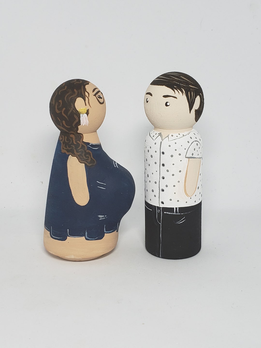 Pregnancy Announcement Peg Doll, Personalized Pregnant Peg Doll, Custom