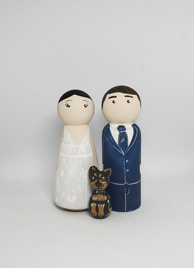 Custom Wedding cake topper,cake topper, pets, bride and groom, bride and bride, groom and groom, pet cake topper, wooden cake topper image 2