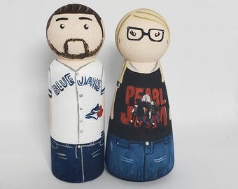 Retrato personalizado de muñeco de madera, Regalo para parejas, Regalo de aniversario, Pareja de muñecos de madera personalizados, Muñecos de madera de aniversario