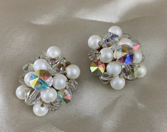 Vintage 1950’s Denbe faux pearl cluster earrings, 1950-60's