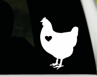 Chicken vinyl decal | Chicken car truck window decal sticker | Chicken laptop sticker | Chicken love heart sticker