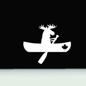Moose Paddling Canoe Vinyl Decal | Moose waterproof decal window bumper sticker