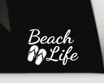 Beach Life Waterproof Vinyl Decal | Beach Life Car Window Bumper Sticker