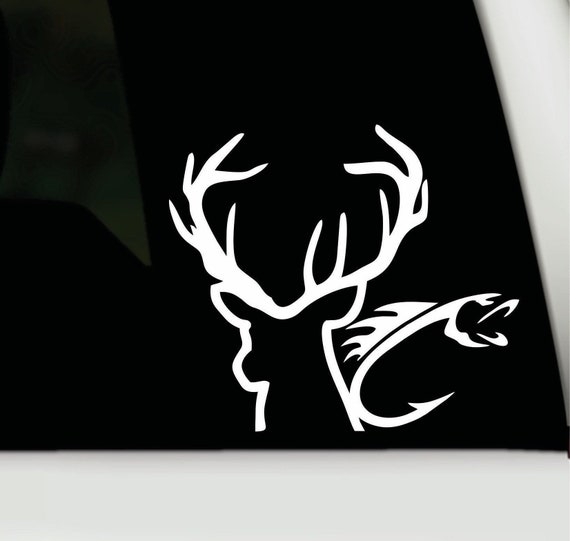 Sunset Graphics & Decals Fish Deer Gun Decal Vinyl Car Sticker