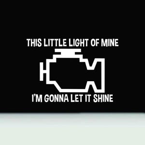 Denna lilla lampa från min motorlampa stötfångare | Denna lilla lampa vinyldekal | rolig kontrollmotorlampa stötfångare