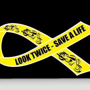 Look Twice Save a Life vinyl decal | Motorcycle Awareness Sticker | Look Twice Motorcycle Vinyl Decal | Motorcycle Safety Bumper Sticker |