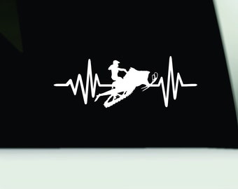 Sled heartbeat vinyl decal sticker | snowmobile vinyl decal | sled ladies decal | snowmobile heartbeat vinyl bumper sticker decal