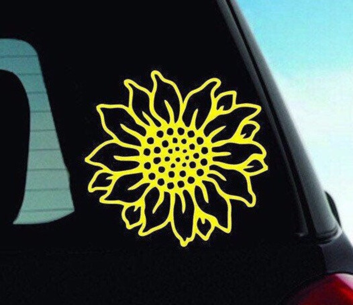 Sunflower Vinyl Decal Car Sticker Sunflower Sticker Etsy