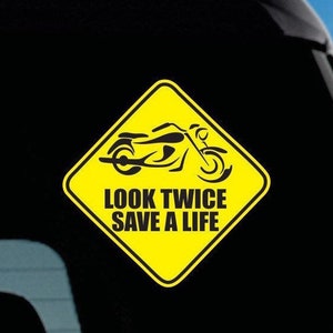 Look Twice Save a Life vinyl decal | Motorcycle Awareness Sticker | Look Twice Motorcycle Vinyl Decal | Motorcycle Safety Bumper Sticker