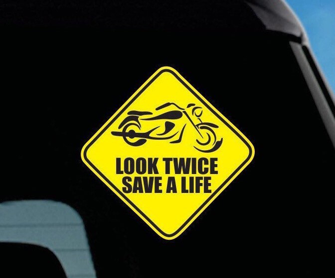 Autocollants Vinyle 'Look Twice Save A Life' - Haute Qualité, Découpe Précise, Neufs