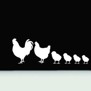 Chicken family vinyl decal | Chicken family car truck window decal sticker | Roose chicken family bumper sticker | Chicken family