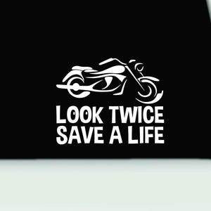 Look Twice Save a Life vinyl decal | Motorcycle Awareness Sticker | Look Twice Motorcycle Vinyl Decal | Motorcycle Safety Bumper Sticker
