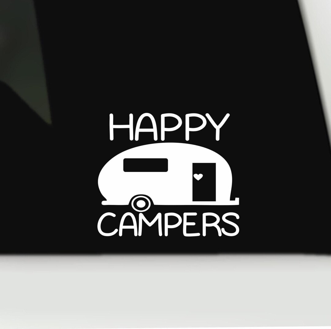 Happy Campers Waterproof Vinyl Decal | Trailer RV Bumper Window Sticker ...