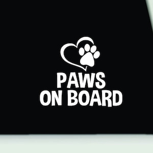 Paws on board vinyl decal | Paws on board bumper sticker | Paws on board car truck window sticker