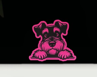 シュナウザーが覗いているビニールデカール｜シュナウザー犬ステッカー