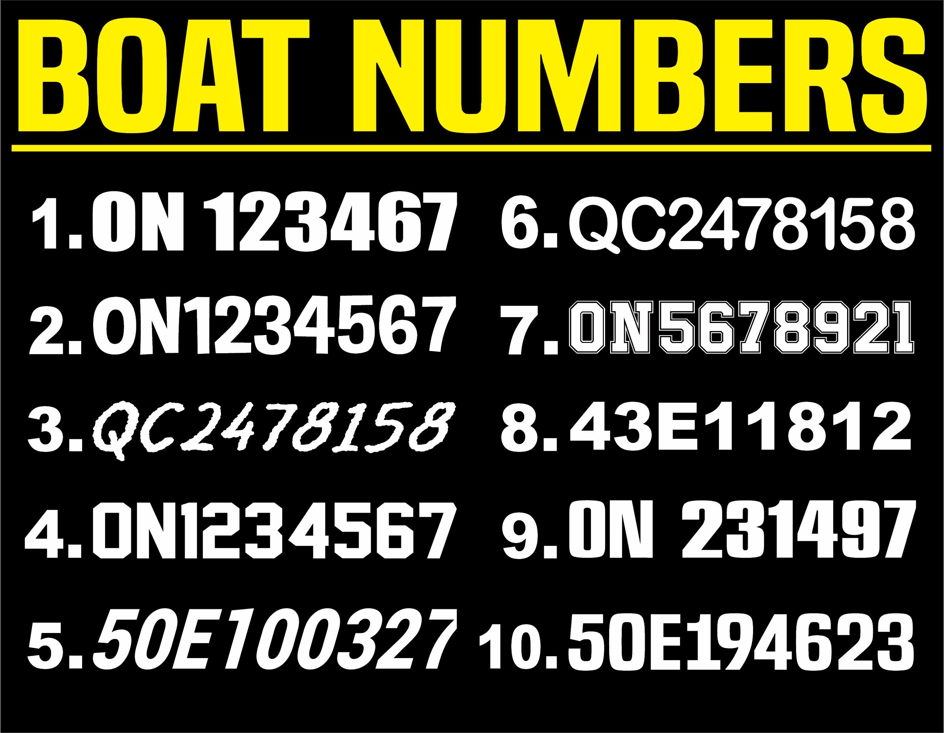 Boat Numbers Boat Vinyl Decals Boat Registration Numbers Etsy