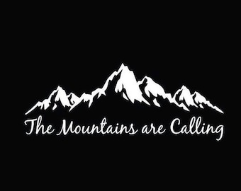 The mountains are calling vinyl bumper car truck decal sticker | mountains bumper sticker | mountain vinyl car truck window decal