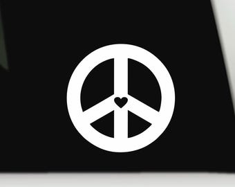 Peace Symbol Car Decal | Heart Detail, Laptop Sticker