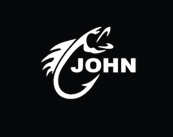 Fishing Hook Vinyl Decal | Custom Fishing Decal | Fish Hook Name Sticker | Fishing Vinyl Decal | Boat Decal | Fish Bumper Sticker |
