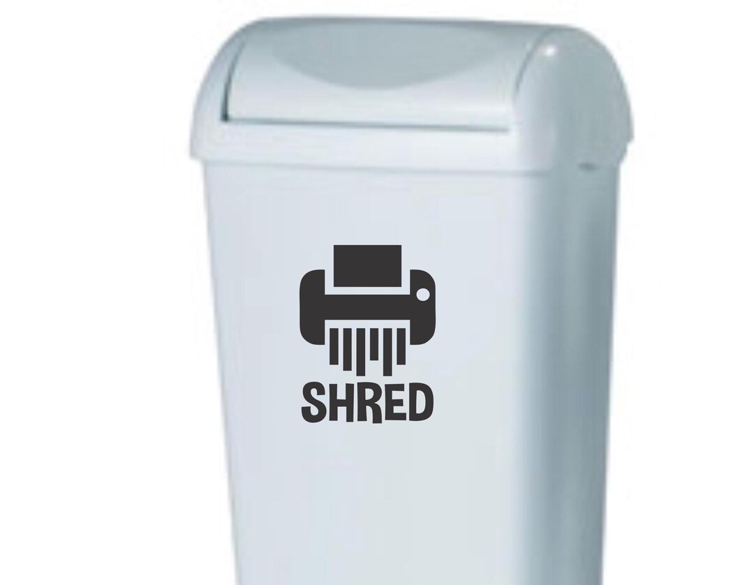 Shredder Box Label Waterproof Shred Bin Decal Sticker | Shredder Symbol Label - Etsy