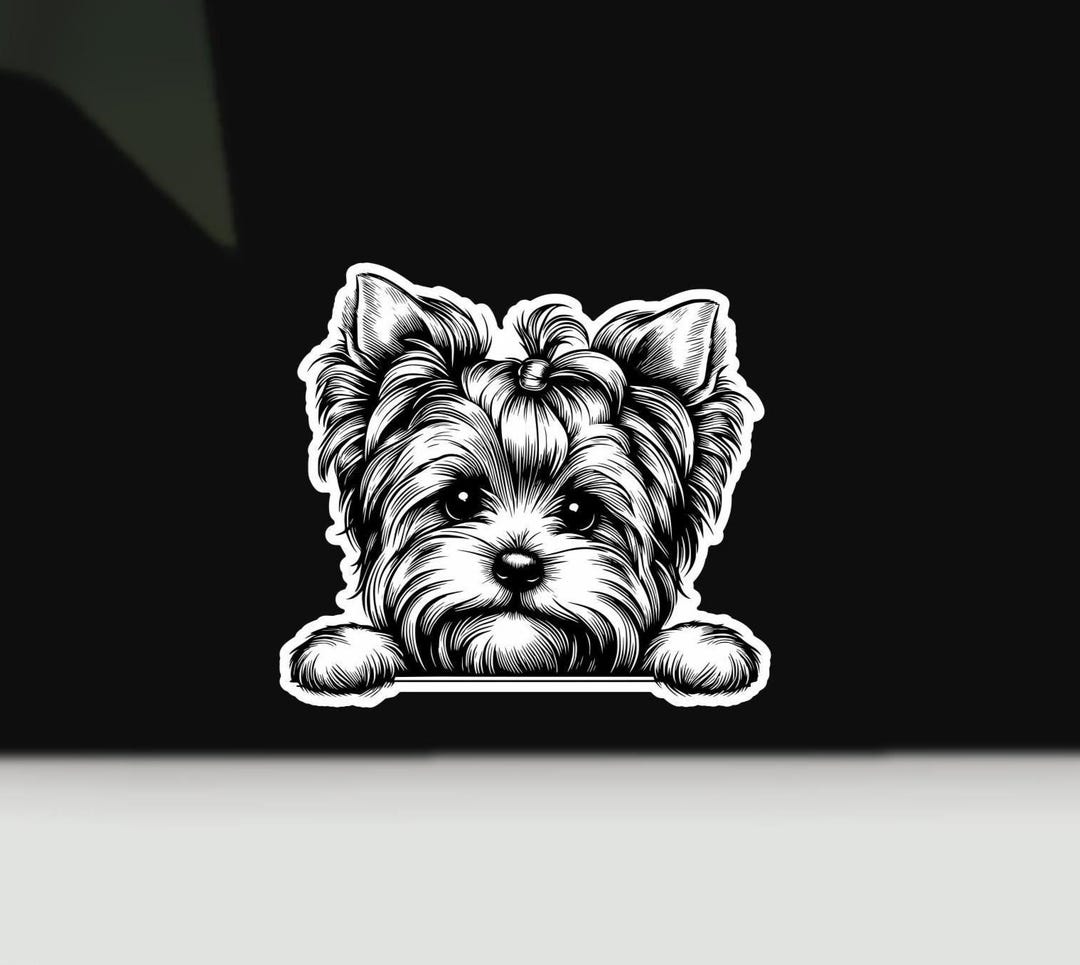 Yorkie Peeking Waterproof Vinyl Decal | Yorkshire Terrier Bumper Window ...